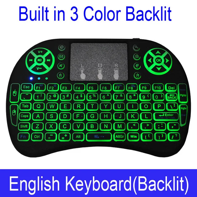 i8 English Keyboard Vmade специальные продажи, чешский край, 3 цвета с подсветкой i8 Мини Беспроводная клавиатура 2,4 ГГц Air mouse для Android tv X96 Смартфон ноутбук - Цвет: i8 English Keyboard