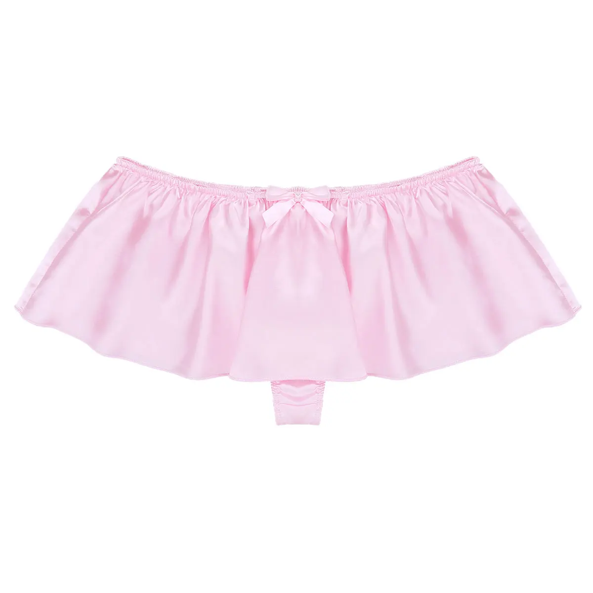 Pink Iiniim, Мужская мини юбка, трусики для Сисси, сексуальное женское белье, мягкий блестящий атлас, облегающие стринги, мужские костюмы, нижнее белье, трусы - Цвет: Pink