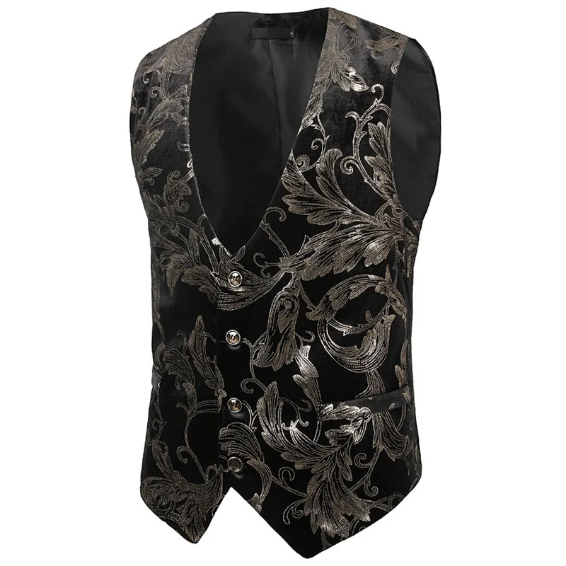 

Gold Steampunk Suit Vest Men 2021 Brand Slim Fit Single Breasted Mens Business Casual Vest Wedding Tuxeo Vests Chaleco Hombre
