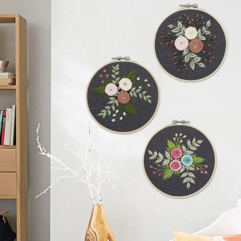 Европейские цветы DIY набор лент для вышивки с рамкой начинающих наборы рукоделие