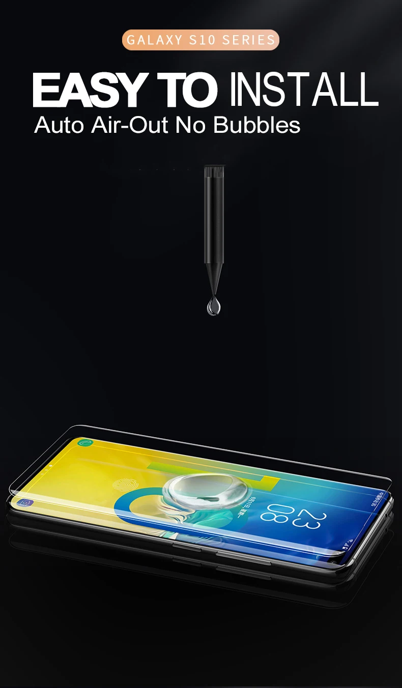 20D УФ жидкое изогнутое полностью клеевое закаленное стекло для samsung Galaxy S8 S9 S10 Plus Note 8 9 S10 5G S10E защита экрана УФ стекло