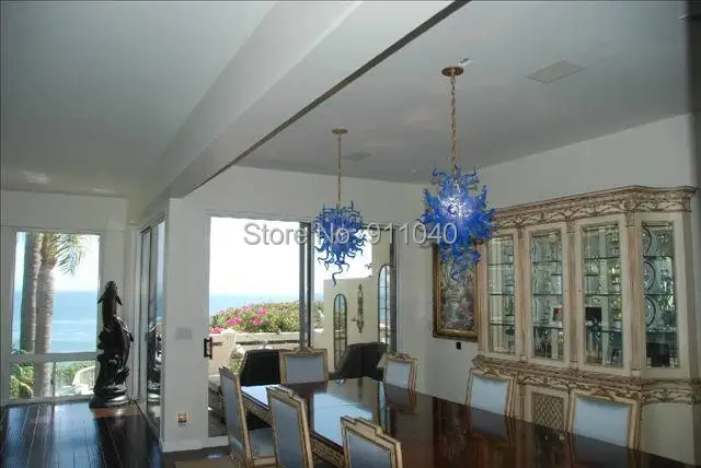 Ocean Blue Aqua Chain Chandelier LED CE UL 100% Hand Blown Glass Light Fixture | Лампы и освещение