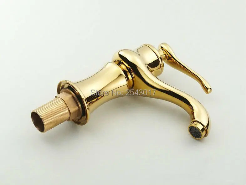 Роскошный Золотой смеситель для раковины смесители горячей и холодной воды