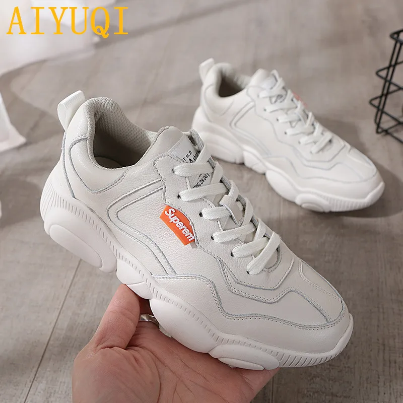 AIYUQI; женская повседневная обувь; Новинка года; сезон весна; женская обувь из натуральной кожи на плоской подошве; белая модная спортивная обувь из вулканизированной кожи для женщин