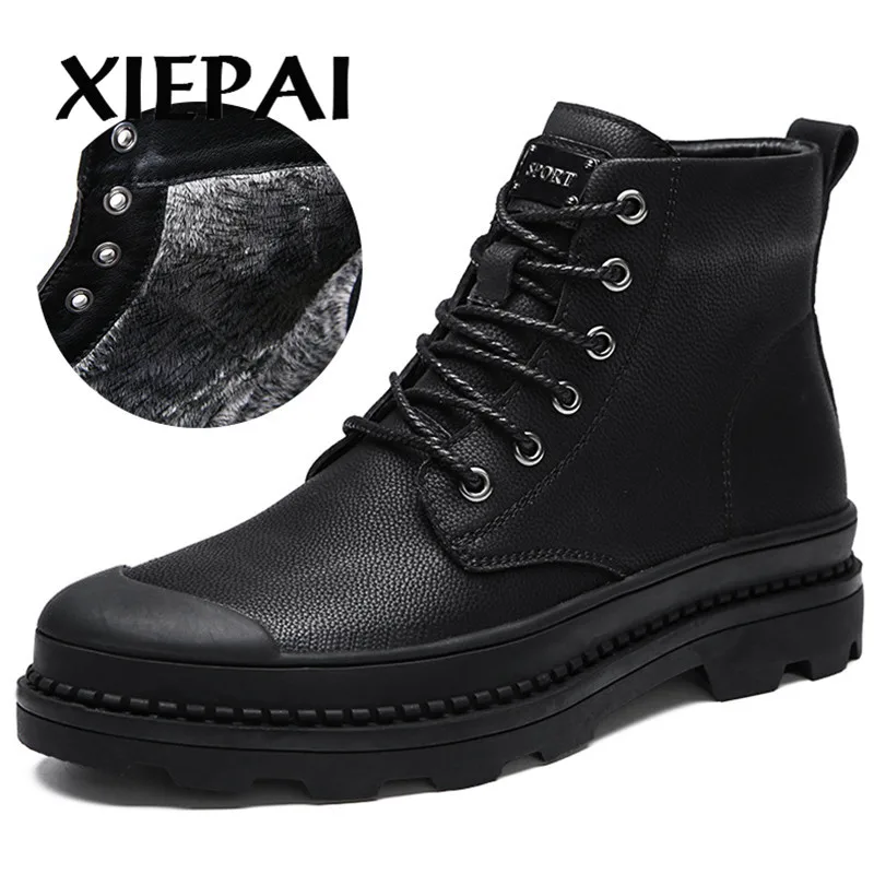 2019 высококачественные мужские ботинки из натуральной кожи зимние