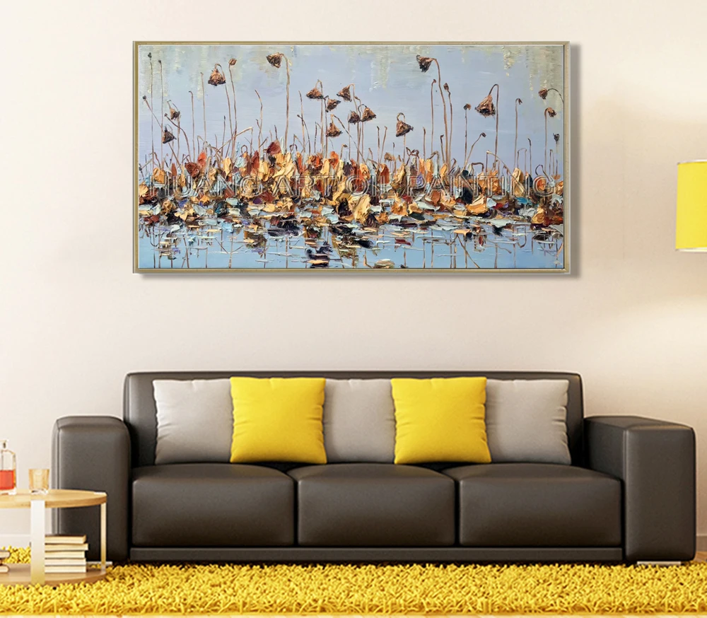 Популярная художественная живопись ручная роспись высокое качество лотос пруд