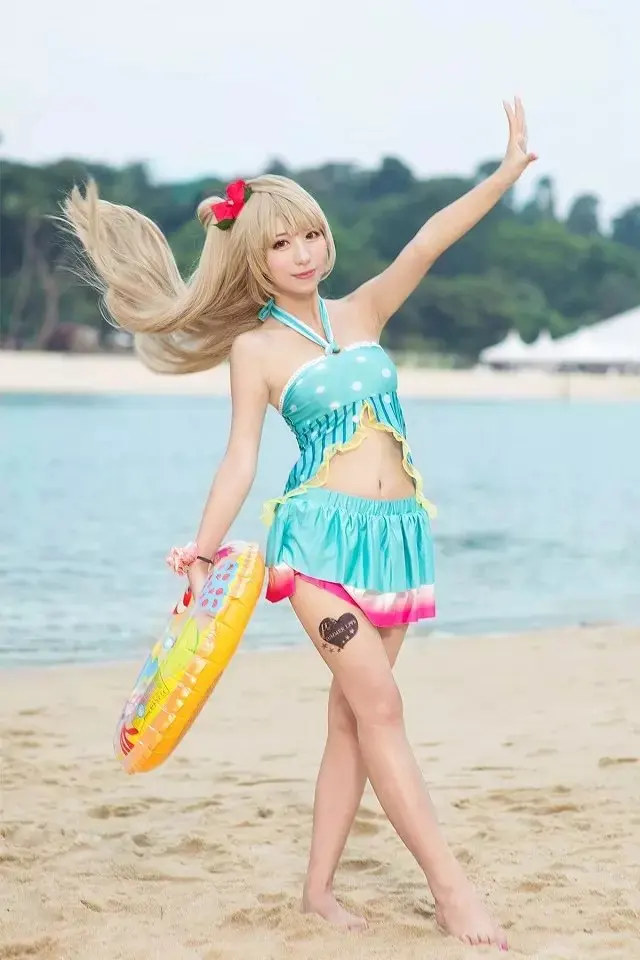 Аниме! Милый купальник-бикини Love Live Minami koдори костюм для косплея летняя пляжная