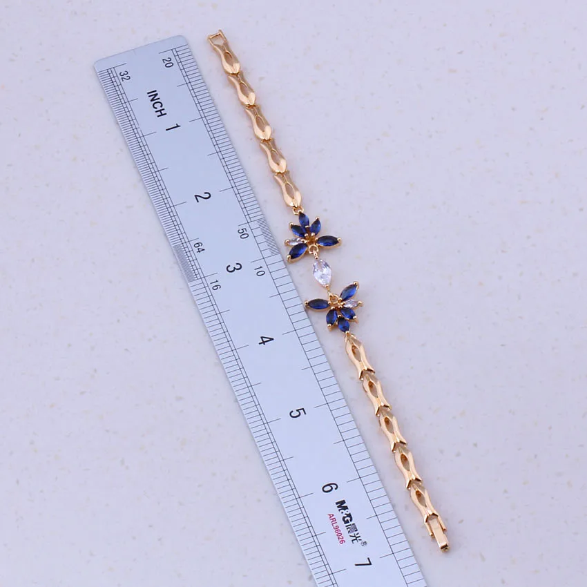 Женский браслет с имитацией синего кристалла и кубического циркония Подарочная