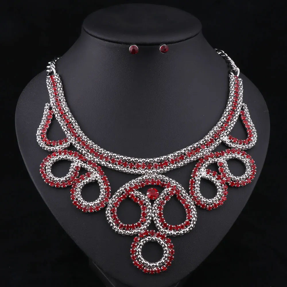 Новый модный посеребренный Кристалл Свадебный комплект ювелирных изделий для