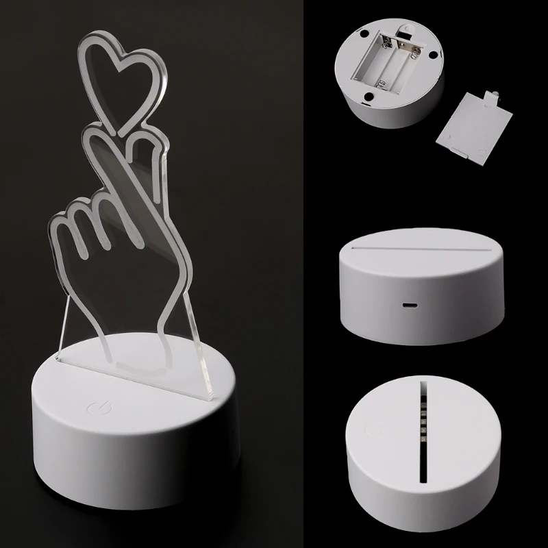 USB новизна 7 цветов Изменение палец сердце СВЕТОДИОДНЫЙ Ночник светильник 3D