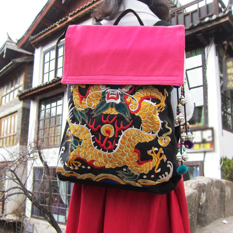 Новейший женский рюкзак с вышивкой компьютерные сумки модный вышитый холщовый |