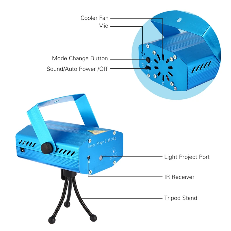 Мини светодиодный проектор сценический свет Рождественский Декор дискотечный