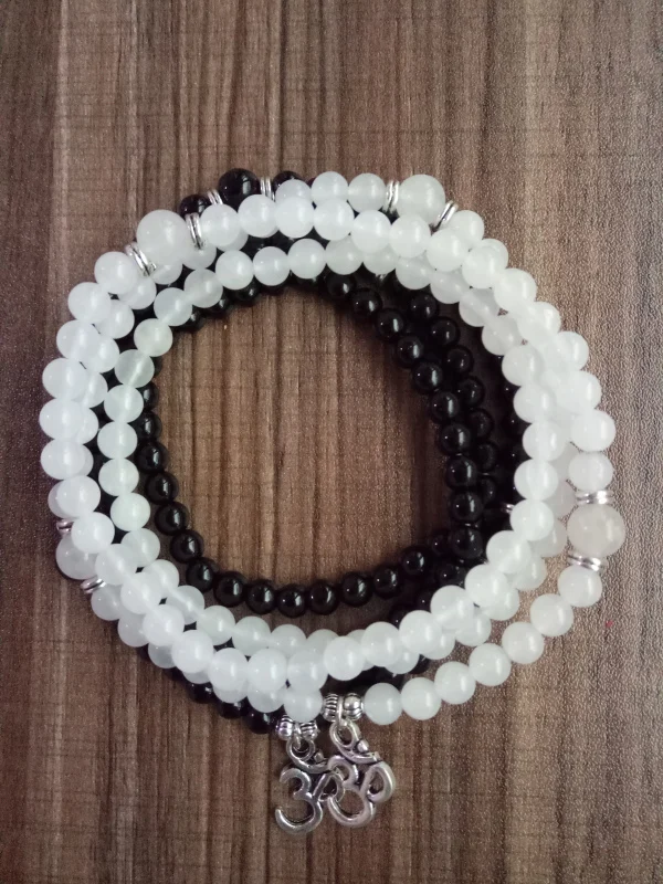 108 Mala Beads белый нефритовый черный оникс браслет 2 шт. набор 4 круга браслеты 3D