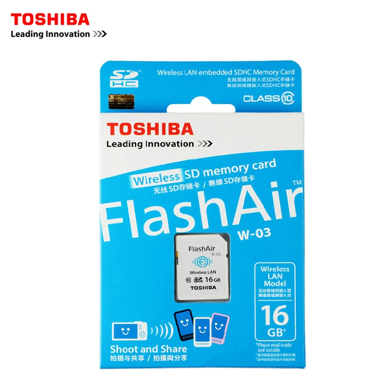 Toshiba W-03 Wi-Fi SD Card 16 ГБ 32 SDHC Class 10 UHS-я карта флэш-памяти карты для цифровых Камера |