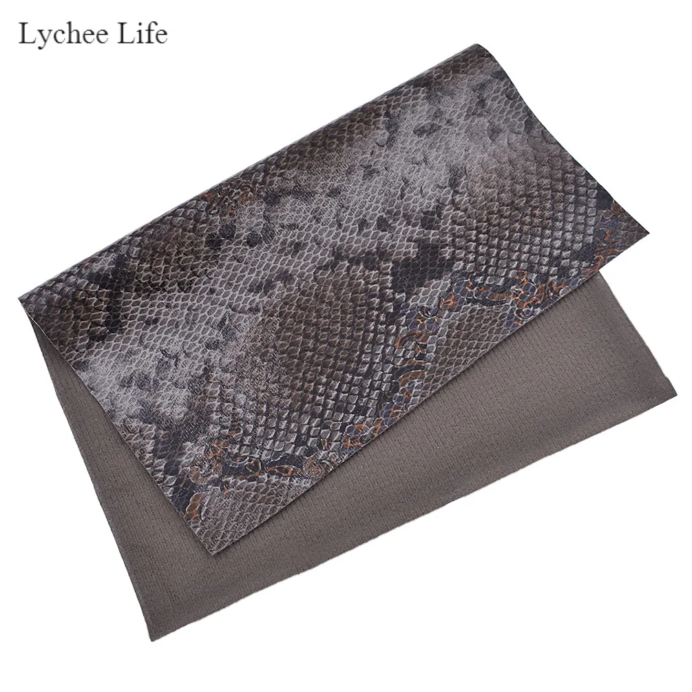 Gray Lychee Life змеиная напечатанная А4 искусственная кожа ткань для рукоделия ручной работы швейная одежда лук-знать мешок украшения аксессуары - Цвет: Gray
