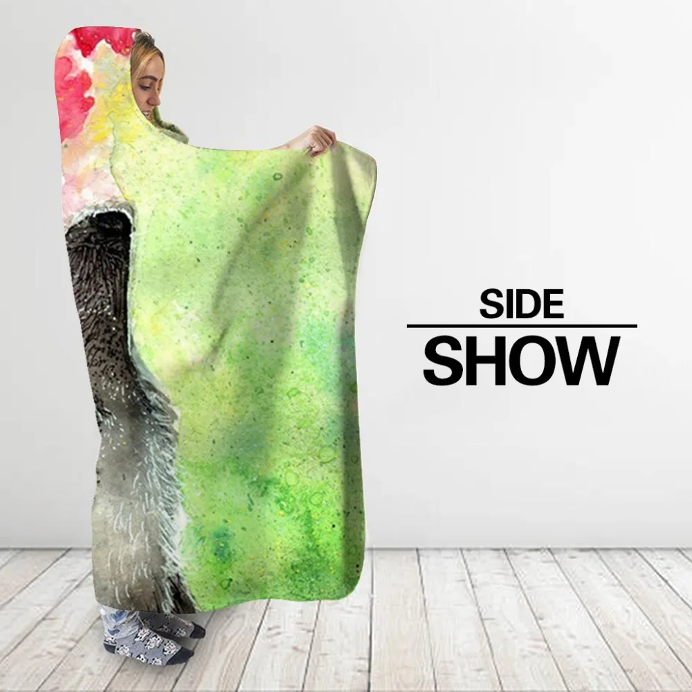 NEW 3D Printing Throw Hooded Blanket Fashion Wolf Animal Wearable Warm Cobertor Fleece Bedding Office Quilts Soft Adults Travel | Дом и сад