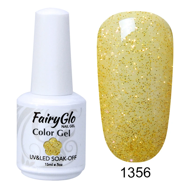 FairyGlo, 15 мл, гель для ногтей, чистый цвет, белая бутылка, замачивается, УФ-светодиодный, гибридный лак, Гель-лак, Гель-лак для ногтей, грунтовка, основа - Цвет: 1356