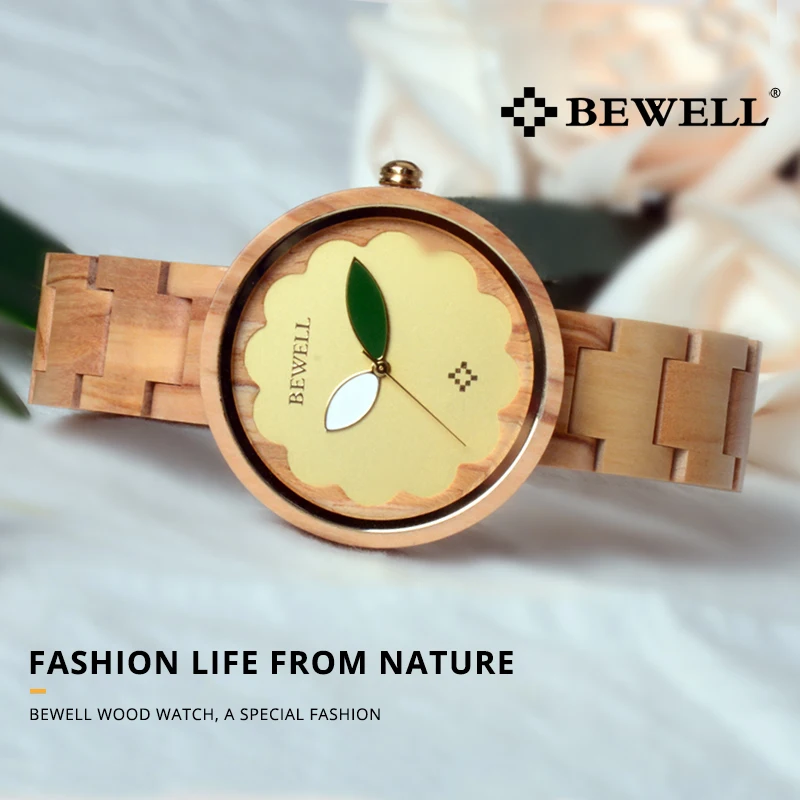 Bewell женские круглые часы деревянные Топ Роскошные бренд 2019 Новый стиль Мода для