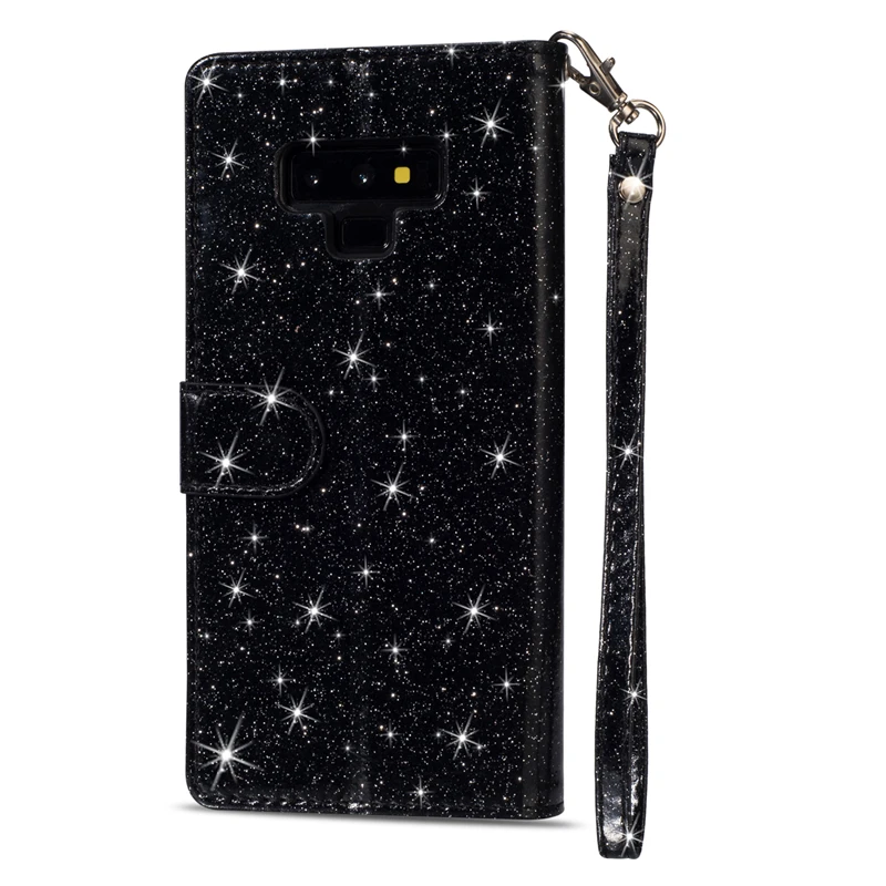 Блестящий чехол для Samsung S8 S9 Plus Note 9 8 откидной кожаный бумажник с украшением Galaxy S6