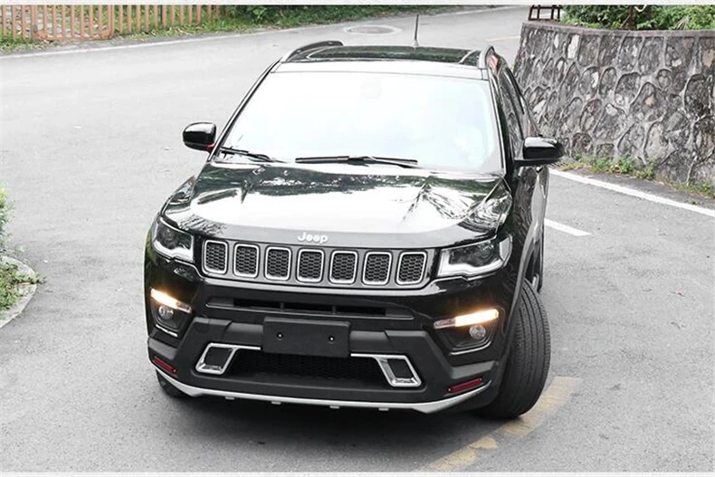 JIOYNG подходит для Jeep Compass- спереди+ задний бампер диффузор бамперы для губ протектор гвардии опорная плита ABS 2 шт