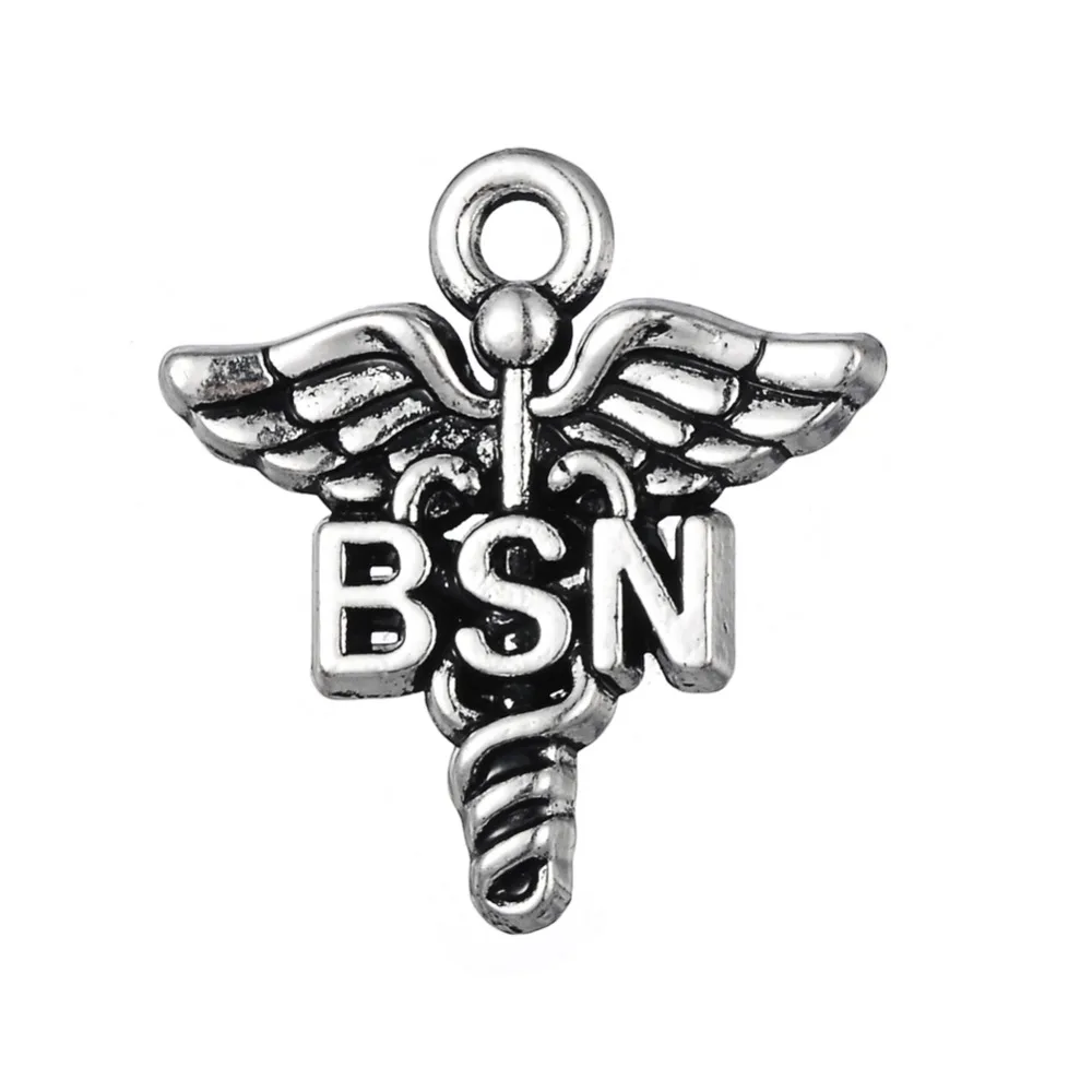 

RAINXTAR Alloy Caduceus Medical Symbol Charms BSN Vintage Pendant Jewelry Accessories Charms AAC1123