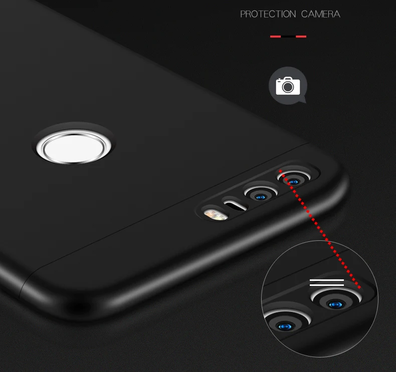 360 Full Body Protection Hard Slim Case Coated Non Slip Matte cover+glass film for Huawei Honor 8 |