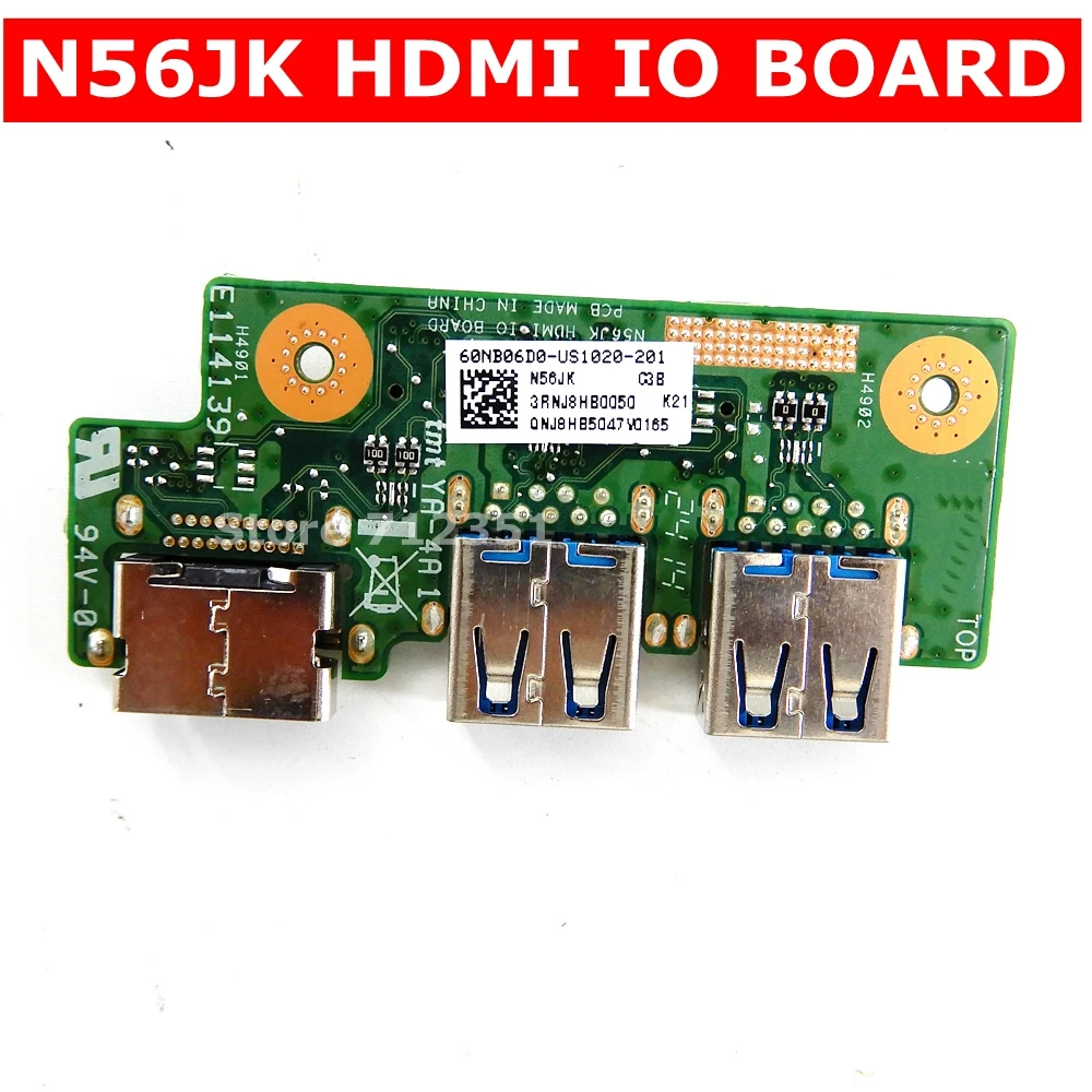 N56JK HDMI IO плата для ASUS N56J N56JN N56JR ноутбук аудио USB Плата интерфейса 100% протестирована