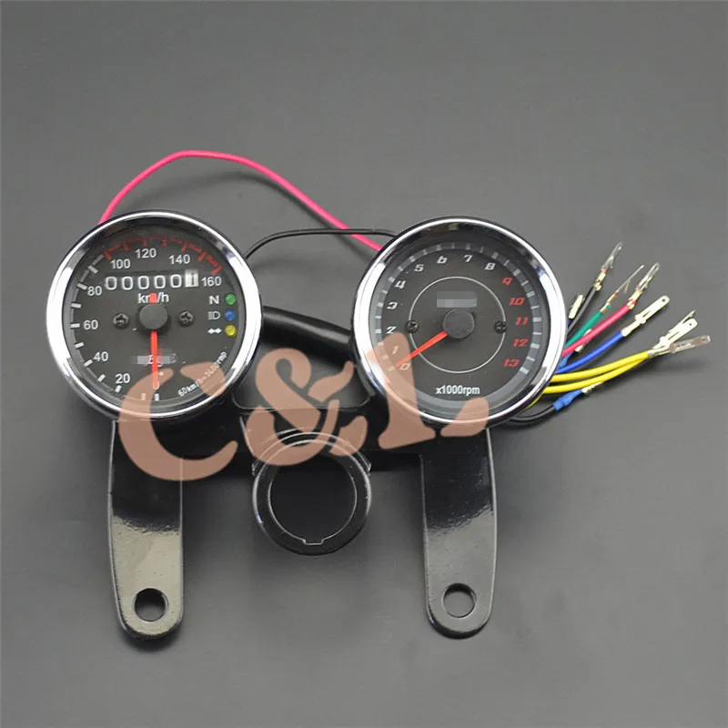 Универсальный черный одометр для мотоцикла со светодиодный ными индикаторами