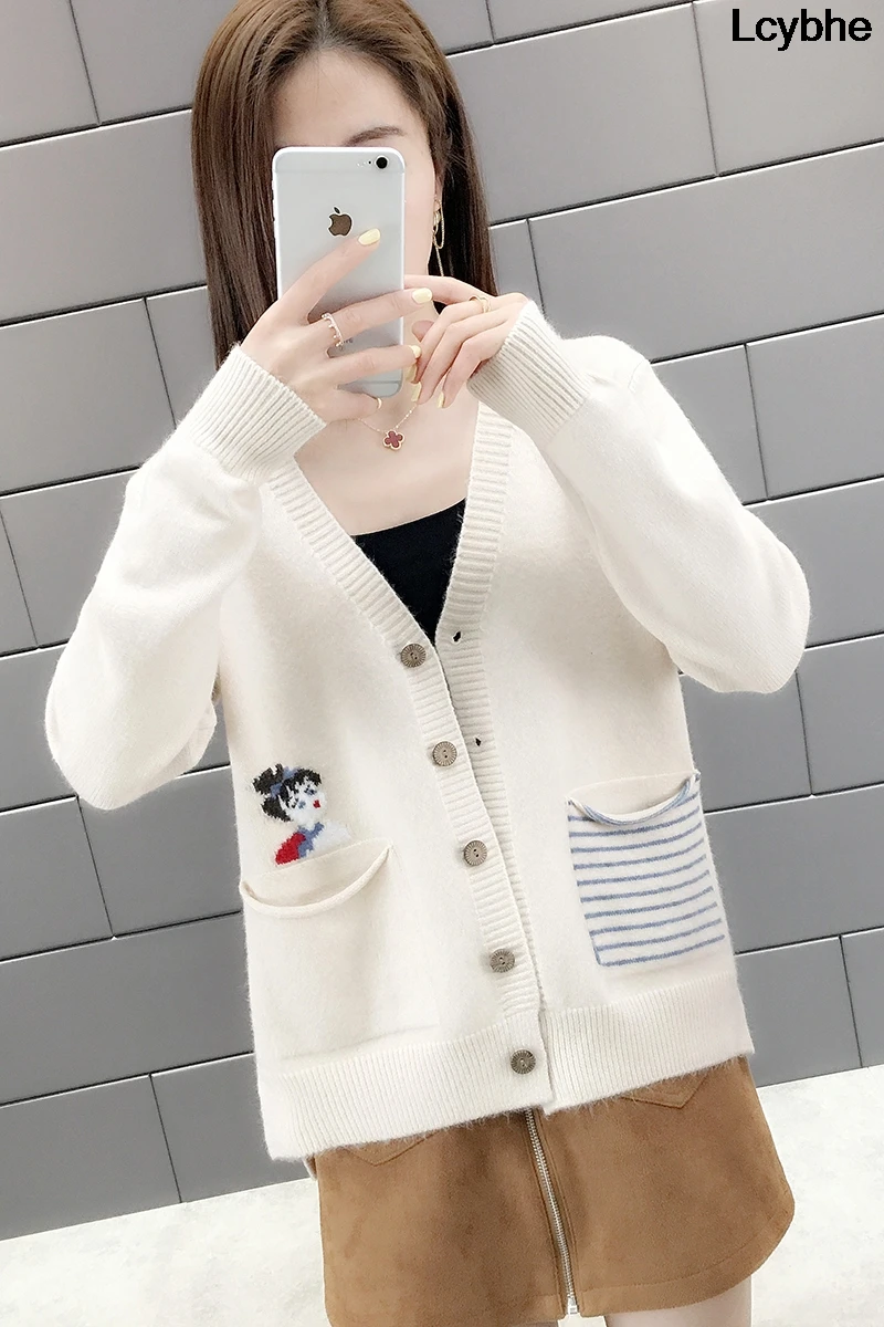 Женский свитер куртка весна и осень 2019 новый стиль короткая Корейская версия