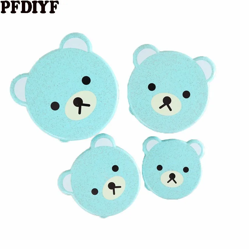 4 шт. детская посуда Ланч бокс из пшеничной соломы мультяшный медведь в 1 набор