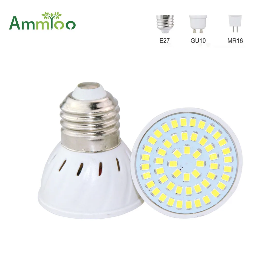 E27 светодиодные лампы GU10 AC 220 В SMD 2835 MR16 прожектор 4 Вт 6 8 энергосберегающее