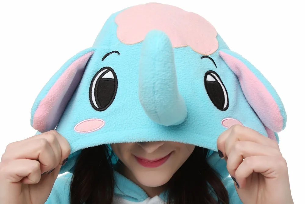 Флисовые Кигуруми для взрослых костюм слона комбинезон с мультяшными животными