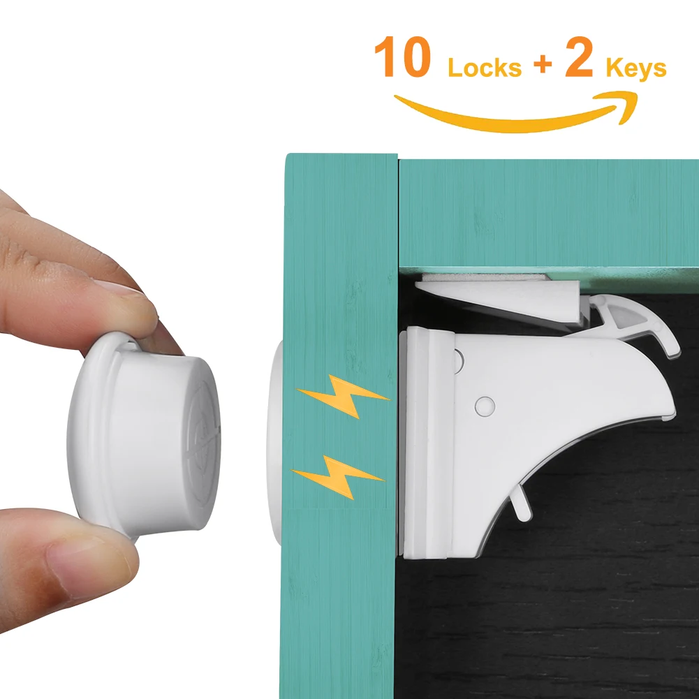 

Baby Cabinet Lock Magnetic Cupboard Locks Safety Children Protection Kids Drawer Locker Childproof Locks 10 Locks 2 Keys
