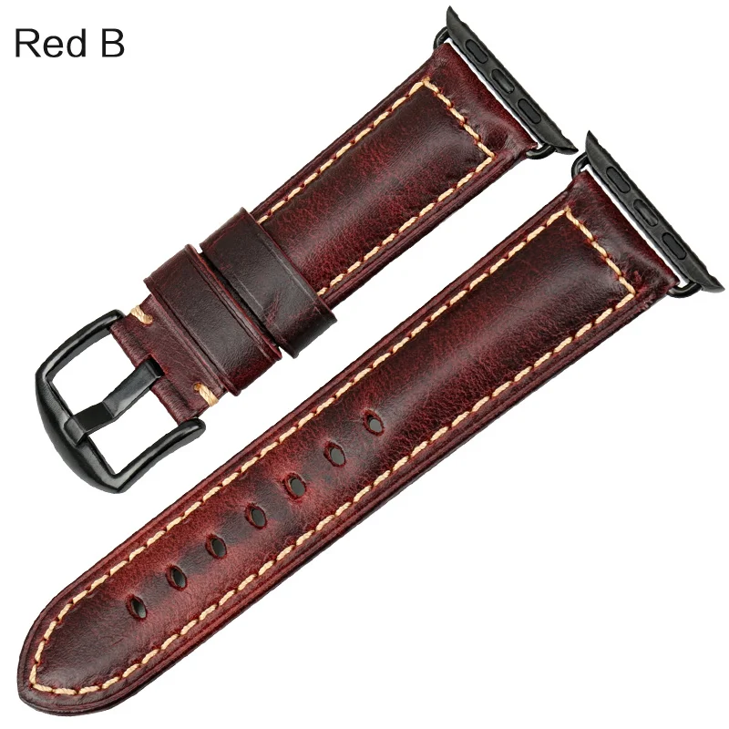 MAIKES для Apple Watch, ремешок 42 мм, 38 мм, 44 мм, 40 мм, серия 4, 3, 2, 1, iWatch, СИНИЙ Масляный воск, кожаный ремешок для Apple Watch, ремешок - Цвет ремешка: Red B