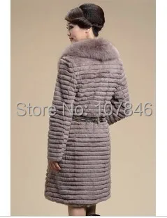 Женская Шуба из натурального кролика с лисьим меховым воротником зимний Женский