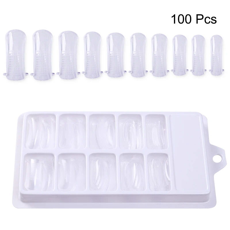 100pcs Building mold 240 шт перфорированные накладные ногти длинные прозрачные черные Полное покрытие накладные ногти салон Советы Маникюр Практика Дисплей инструменты - Цвет: 100pcs Building mold