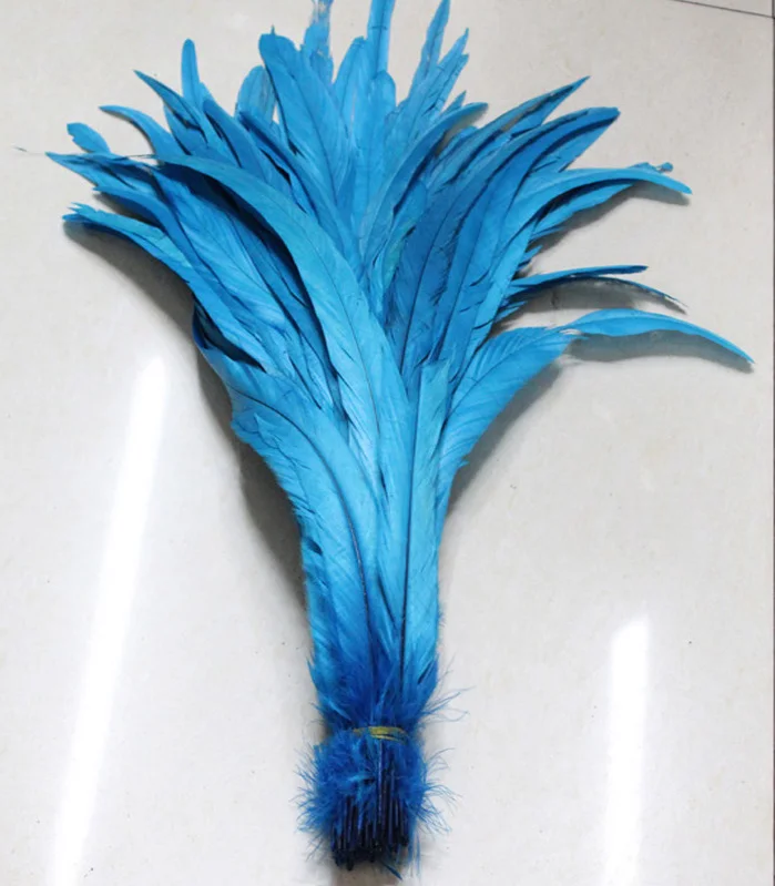 

Manufacturers selling 100 PCS dyed Lake blue rooster tail feathers 12-14 inches /30-35 cm