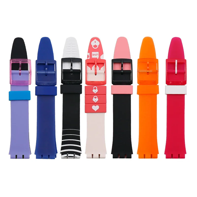 Силиконовый ремешок пряжка аксессуары для часов 17 мм для Swatch GB274 GW164GN239 спортивный водонепроницаемый браслет женский мужской ремешок для часов