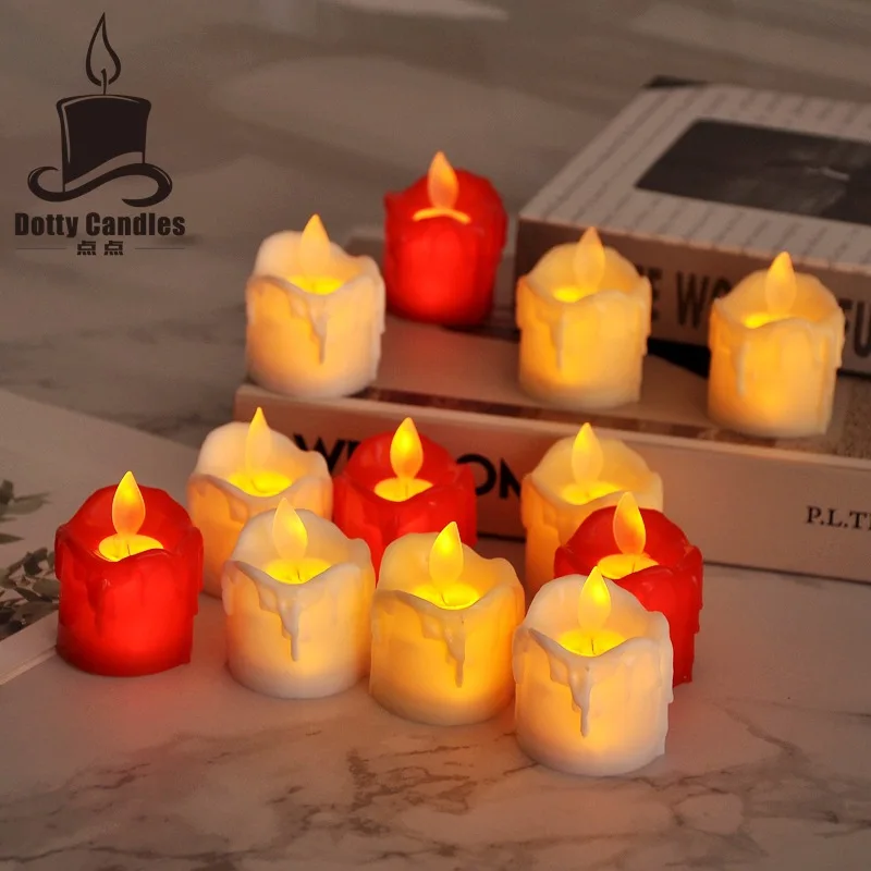 Упаковка из 6 или 12 Led Tealights поддельные свечи, желтый белый красный корпус декоративные движущиеся свечи, электрические свечи на батарейках