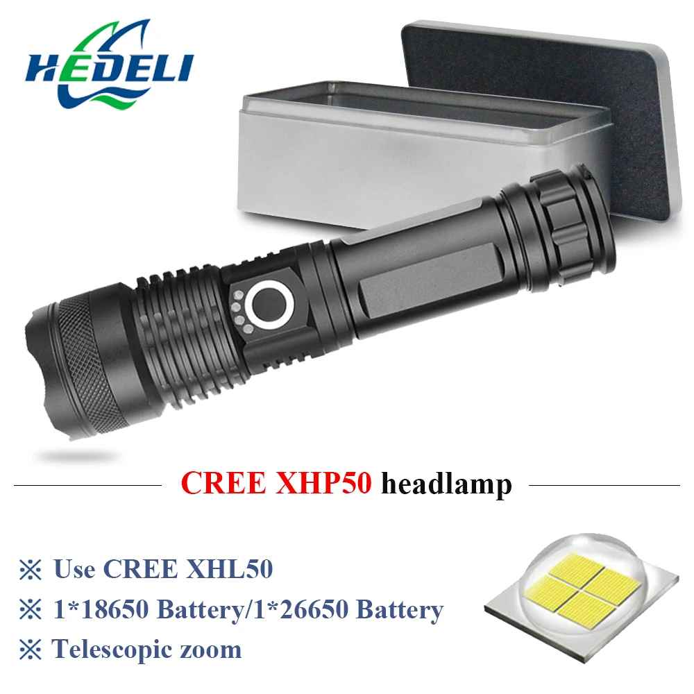 Мощный светодио дный светодиодный фонарик XHP50 zoom фонарик USB фонарик 18650 или 26650 зарядка вспышка фонарь светодио дный светодиодный zaklamp охотничий прожектор