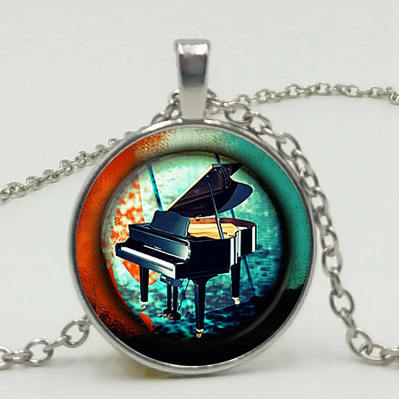3 Color Fashion Piano Notes Guitar Music DIY Time Glass Gem Pendant Necklace Handmade Jewelry Accessories | Украшения и