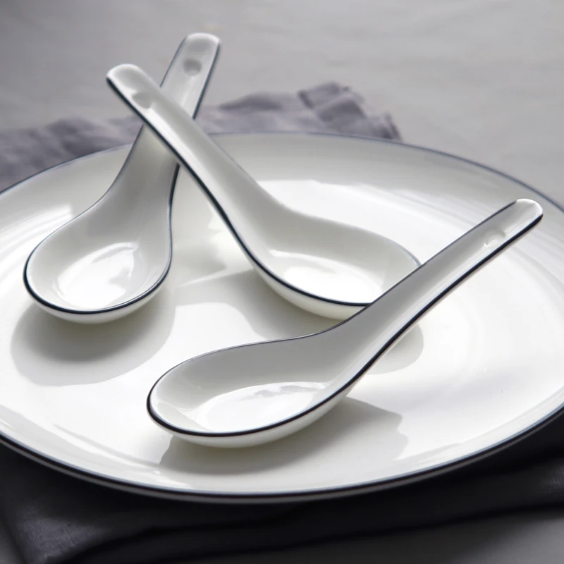 2 шт./лот современная детская ложка керамическая фарфоровая черная ручка ложки