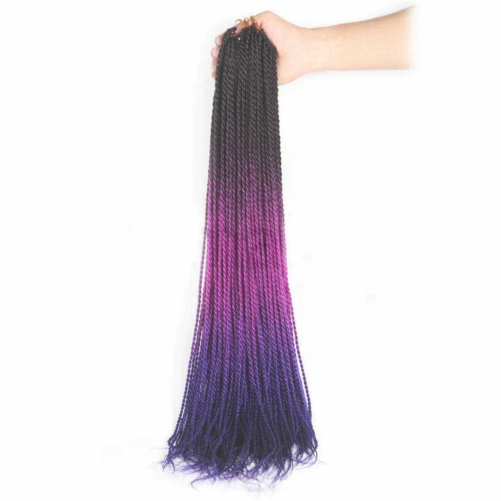 #130 SAMBRAID, 24 дюйма, розовые, Ombre, синтетические плетеные волосы для наращивания, 95 г/упак., 30 корней, вязанные крючком косички, Сенегальский твист для черных женщин - Цвет: #130