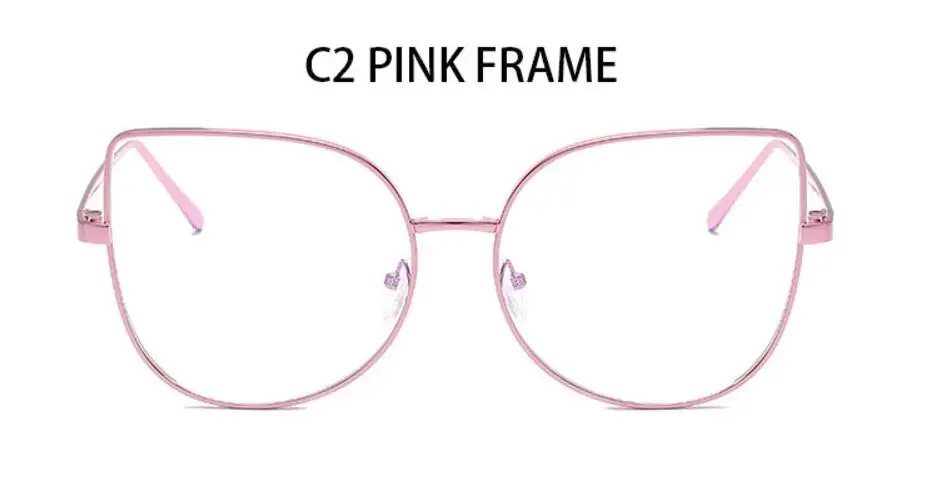 C3 pinkm frame Металлические очки кошачий глаз, прозрачная Золотая оправа, очки, модная оптика, очки с прозрачными линзами для женщин и мужчин, поддельные очки для женщин, UV400 - Цвет оправы: C3 pinkm frame