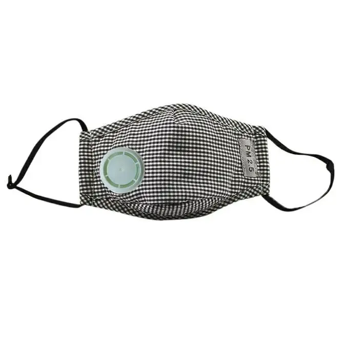 G Анти-пыль хлопок PM2.5 рот маска Твердые ретро плед печати регулируемый ушной петля Респиратор с углеродным воздушным фильтром выпускной клапан - Цвет: G