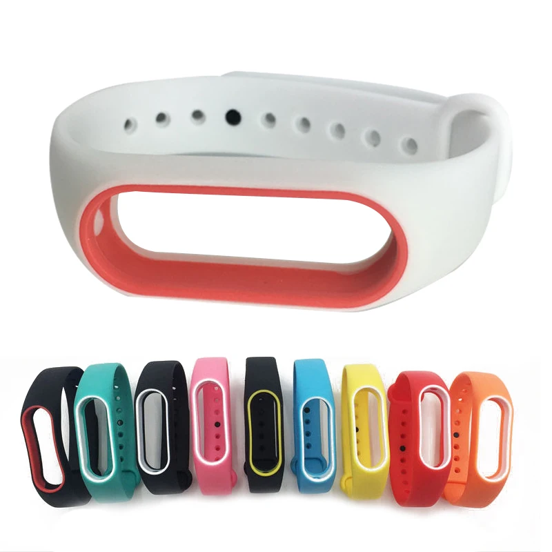Силиконовый ремешок для браслета Xiaomi Mi band 2 ремешки сменные двухцветные браслеты