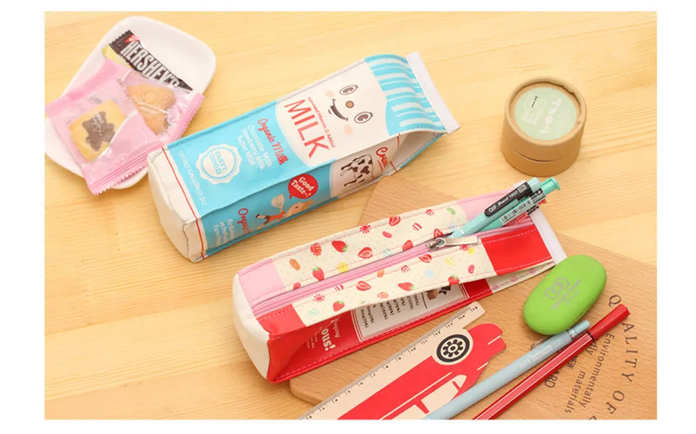 Cute Kawaii Pencil Case Creative Milk Pencil Bag For Kids Gift Novelty School pencil pen holders new A30