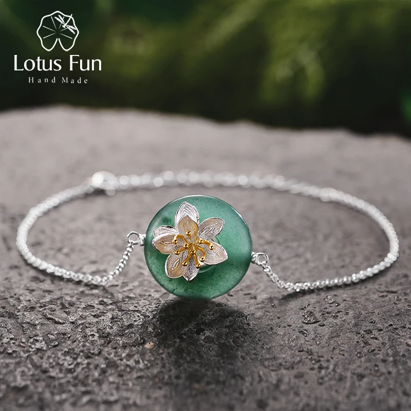 Lotus Fun реальные 925 серебро натуральные камни творческий ручной Fine Jewelry лотоса