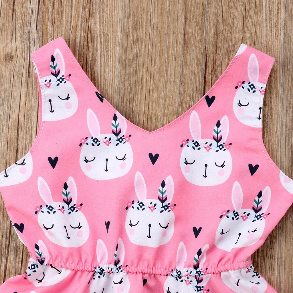 Easter Children Kids Baby Girls Dress 2019 Cute Sleeveless Rabbit Print Princess Vest Girl Clothes Vestido | Детская одежда и