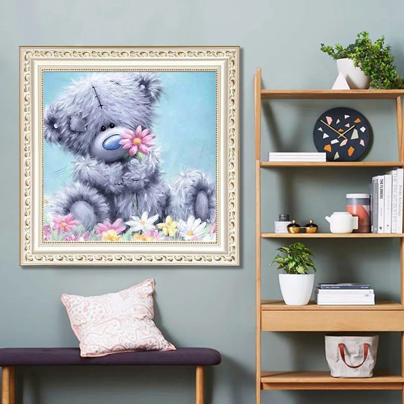 5D Diy Diamond Painting Animal Teddy Bear Cross Stitch Round Mosaic Craft Embroidery Needlework Home Paintings | Дом и сад